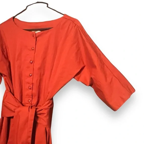 Lela Rose for HSN Belted Half Button Down Cotton Dress Size 6 Elbow Sleeves - Picture 4 of 8